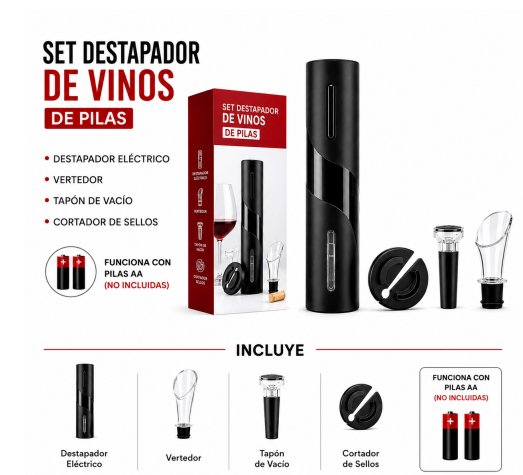 SET DESTAPADOR DE VINO ELECTRICO